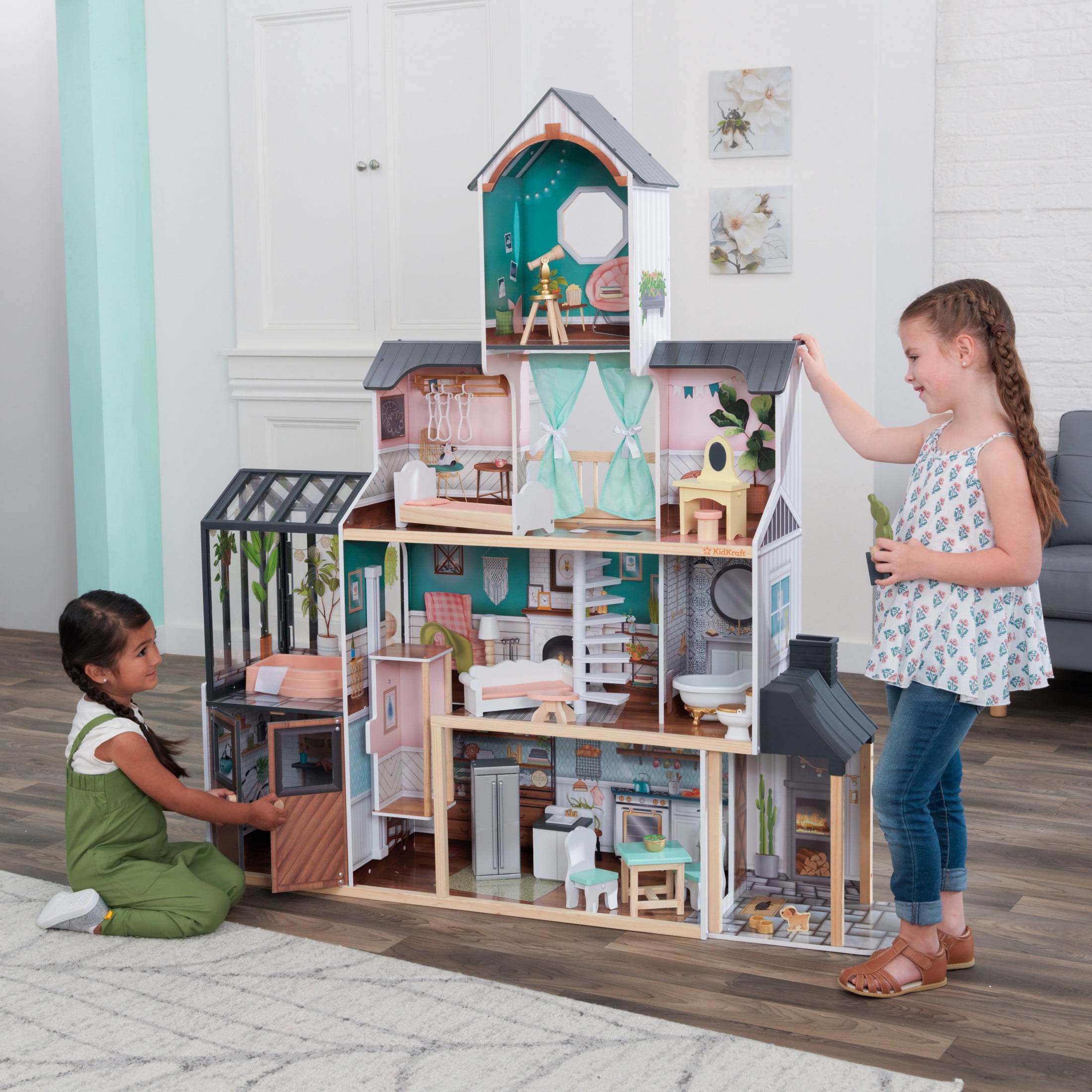 KidKraft Celeste Mansion Wooden Dollhouse with Lights & Sounds and 24 Accessories