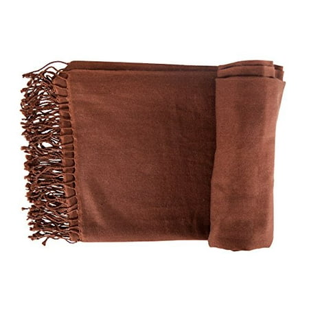 Silk Throw Blanket Peach Couture Home Collection Luxurious Authentic Cashmere Wool and Silk Throws Blanket Scarf Brown ()