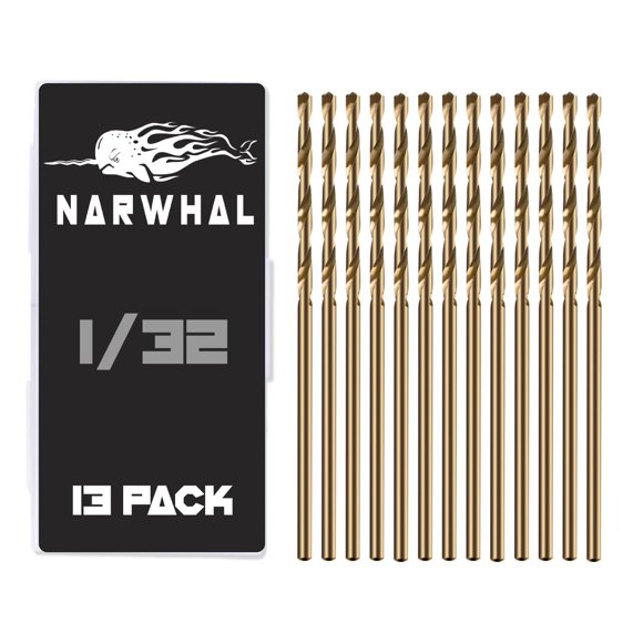 1/32"" Inch Cobalt Drill Bits - 13 Pack of M35 Cobalt Drill Bits with Storage Case - Perfect Drill Bits for Metal Hardened & Stainless Steel Cast Iron and More!
