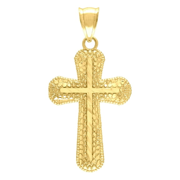 10k Yellow Gold Mens Cross Religious Charm Pendant Pendant Necklace for Men