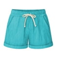thumbnail image 7 of SHEOWO Plus Size A-Line Pants Ladies Elastic Waist Bermuda Shorts Shorts Pocket Short Sports Beach Shorts, 7 of 7