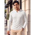 thumbnail image 3 of RICHCOIN Men's V Neck Long Sleeve Shirts Slim Fit Basic T Shirts Ribbed Fashion Tee, 3 of 7