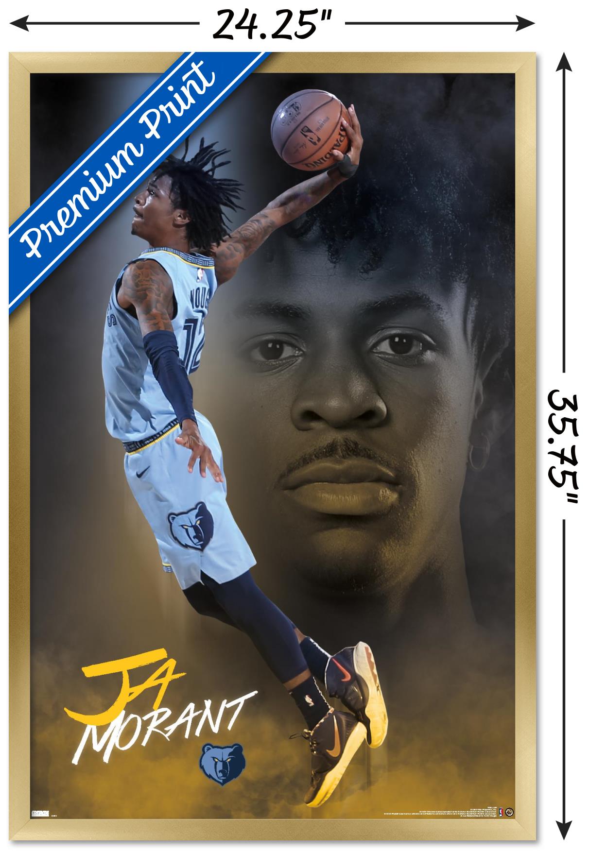 NBA Memphis Grizzlies - Ja Morant 20 Wall Poster, 22.375" x 34", Framed