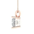 thumbnail image 3 of Clara Pucci 14K Rose Solid Hypoallergenic Gold 2Ct Synthetic Moissanite Princess Cut Solitaire Designer Necklace Pendant For April, 3 of 7