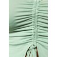 thumbnail image 6 of Drawstring Ruched Front V-Neck Crop Tops - Sage, 6 of 6