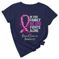 thumbnail image 2 of IROINNID Reduced Breast Cancer T-Shirt for Women Pink Ribbon Casual Work Tops Short Sleeve Out Blouse Letter Print Shirt T-Shirt Tops In October,Navy, 2 of 5