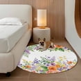 thumbnail image 2 of Pink Orange Flowers Round Area Rug 8Ft Washable Large Circle Rugs for Living Room Dorm, Spring Floral Farmhouse Botanical Non-Slip Carpet Floor Mats Indoor Outdoor Carpet Runner Aesthetic Home Decor, 2 of 8