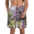 thumbnail image 1 of Balery Lilacs Teapot Scenic Painting Traje de Baño Estilo Hawaiano para Hombre, Shorts de Secado Rápido con Bolsillos-Large, 1 of 6