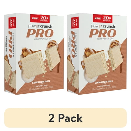 (2 pack) Power Crunch PRO Cinnamon Roll High Protein Bar, 20g Protein, 2 oz, 4 Ct