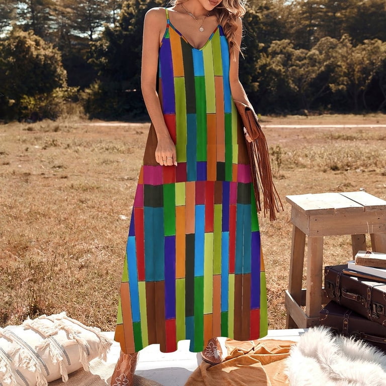 Color Block Print Sleeveless Dress Dresses Women Summer Women's Summer Clothing