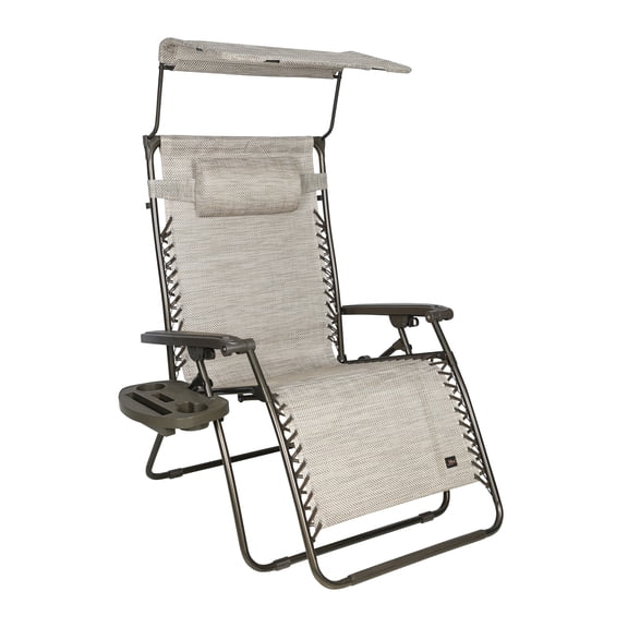 Bliss Hammocks 33-in Wide XXL Zero Gravity Chair w/ Adjustable Canopy Sun-Shade, Drink Tray, & Adjustable Pillow, 360 Lbs Capacity (Sand)