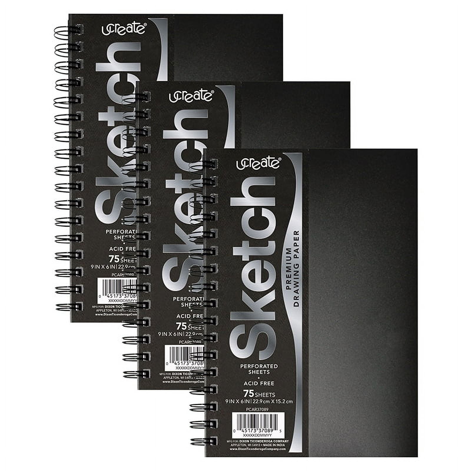 UCreate 9 x 6 in Poly Cover Sketch Book (Pack of 3) - Drawing Supplies & Notebooks