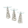 thumbnail image 6 of DecMode 18" x 25" Silver Aluminum Metal Cutout Cone Shaped Floral Accent Table with Tempered Glass Tabletop, 3-Pieces, 6 of 9