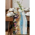 thumbnail image 4 of Wildflowers Table Runner 120 Inches, Oil Painted Floral Blue Coastal Sea Bed Runner Dresser Scarves Tabletop for Indoor Outdoor Parties/Ceremony/Banquet, 13"x 120", 4 of 8