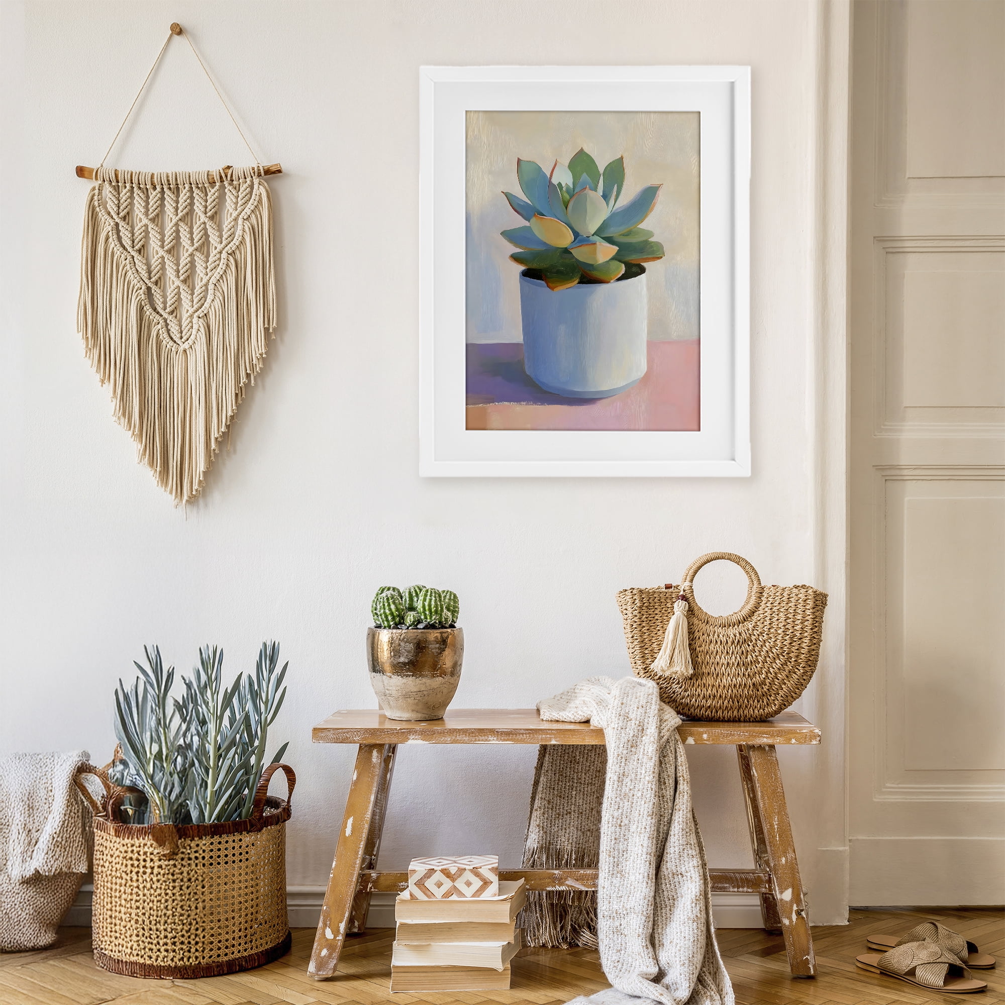 Stupell Industries Succulent Plant in White Pot White Framed Print Under Glass, design by The Prints Vibe
