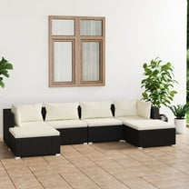vidaXL 6 Piece Patio Lounge Set with Cushions Poly Rattan Black