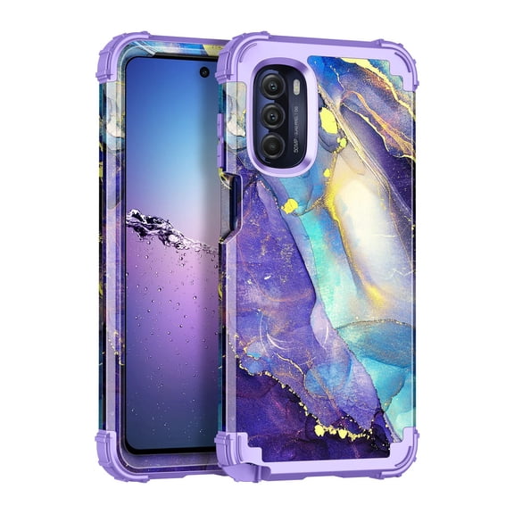 Casetego for Moto G Stylus 2022 5G/4G Case,Heavy Duty Shockproof Protection Hard Plastic Bumper Soft Silicone Rubber Protective Cover,Purple