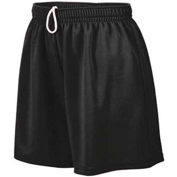 961A Girls Wicking Mesh Short, Black - Medium