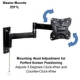 thumbnail image 4 of Master Mounts Locking RV TV Mount, Lockable with Chain Release, 2311l Full Motion Perfect for RVs, Campers, Trucks; Articulating Arm Tilts, Swivels Fits Screens up to 42" and 33 Pounds, 4 of 6