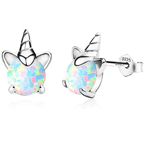 Unicorn Earrings for Girls, Hypoallergenic S925 Sterling Silver Girls Stud  Earrings VIKOLY Fire Opal Earrings Little Tiny Cute Animal Earrings Jewelry  Gifts for Kids Teens Women Sensitive Ears 