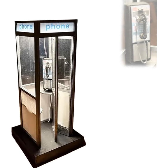 Retro Vintage Tall Phonebooth Lamp, Vintage Telephone Booth LED Night Light, Mini Classic Street Phone Booth Lamps Desk Light for Home Decoration