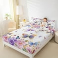 thumbnail image 4 of Manfei Colorful Floral Rose Twin Sheet Sets,Vintage Butterflies Twin Fitted Sheet,Romantic Theme Flat Sheet For Girls,Ultra Soft Home Decor,3pcs, 4 of 7