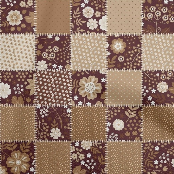 oneOone Cotton Poplin Twill Brown Fabric Floral Sewing Craft Projects Fabric Prints By Yard 56 Inch Wide