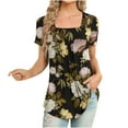thumbnail image 2 of SMihono Hauts pour Femmes Été Chic Décontracté Mode Femme Imprimé Décontracté Col Rond Manches Courtes T-Shirt Ample Blouse Hauts T-Shirt Oversize pour Femmes, 2 of 5