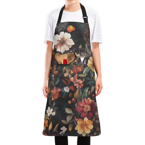Yayeee Chief Kitchen Apron with Pockets for Cooking Water Resistant Unisex Adjustable Neck Strap, Colorful Flower