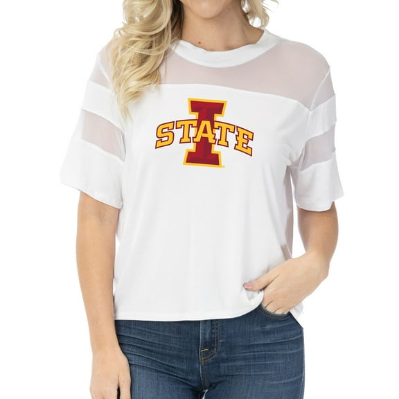 Women's White Iowa State Cyclones Relaxed Avery Power Mesh Fashion Jersey