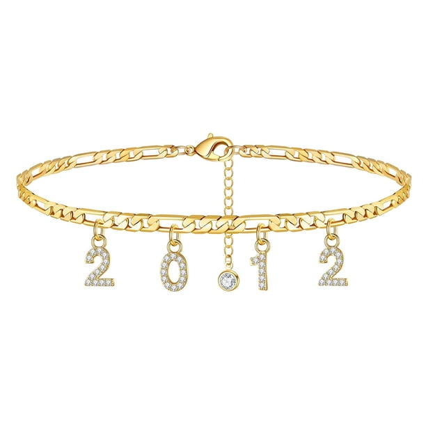 Pulseras para mujer, regalos para mujer, año de nacimiento, tobilleras para mujer, tobilleras personalizadas, joyas para pies de playa, pulsera para mujer