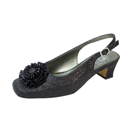 

Floral Women s Dara Extra Wide Width Flower Bow Glitter Slingback