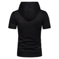 thumbnail image 3 of Zylarhe Mens Tshirts, Men's Fashion Hooded T Shirt Zipper T Shirt Short Sleeved Tops Men's Summer Breathable Tops Classic T Shirts for Men Black M, 3 of 3