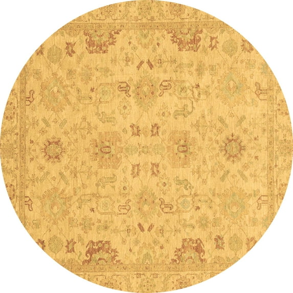 Ahgly Company Indoor Round Oriental Brown Traditional Area Rugs, 7' Round