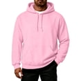 thumbnail image 2 of UDAUDU Mens Hooded Sweatshirt Casual Relaxed Fit Thermal Fleece Pullover Hoodie Ribbed Cuffs Hem for Workout Outdoor Activities Pink S, 2 of 5
