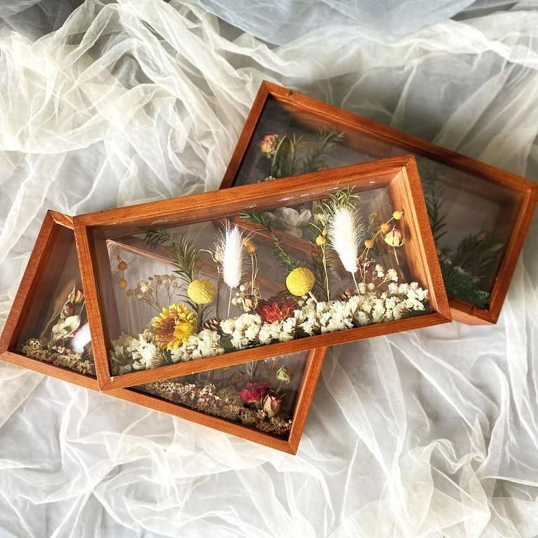 Wooden Dried Flower Photo Frame Dried Flower Display Stand Decorative  Floating Acrylic Photo Frame (NO Flowers)