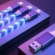 thumbnail image 2 of Streamer de metal de uno a tres para teléfono Apple Android tipo C, línea de datos luminosa de carga rápida de uno a tres, 2 of 5