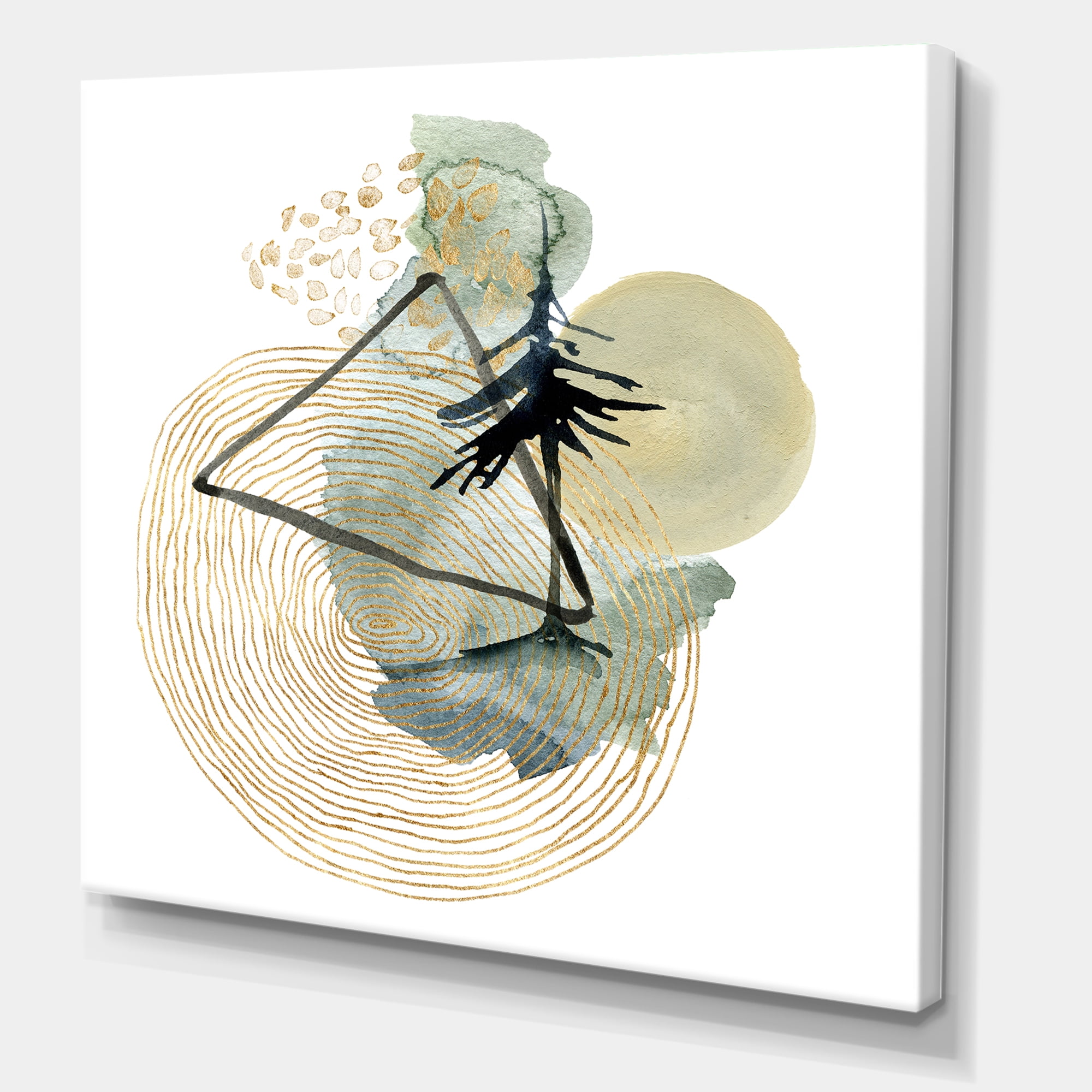 Abstract Landscape Of Mountains Tree and Moon 16 in x 16 in Painting Canvas Art Print, by Designart