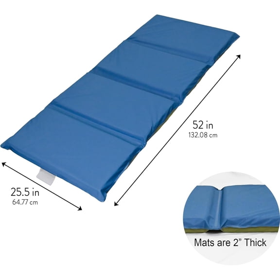 Nap Mats, 2 inch Thick Toddler Sleeping Mats for Preschools and Daycares, Comfortable and Soft 4 Section Folding Nap Pad