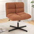 thumbnail image 2 of Costway Armless Office Desk Chair Modern Swivel Vanity Chair with Adjustable Height Brown, 2 of 11