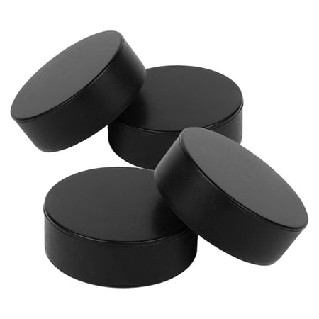 Minkissy Black PU Ice Hockey Pucks Set of 4 Training and Game Accessories for Hockey Practice