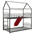 thumbnail image 7 of Kacho Bunk Bed with Slide Twin Over Twin, Metal House Bunk Bed for Kids, Floor Bunk Bed with Ladder and Full-Length Guardrails, Bed for Bedroom Dorm Childroom, No Box Spring Needed, Red, 7 of 7