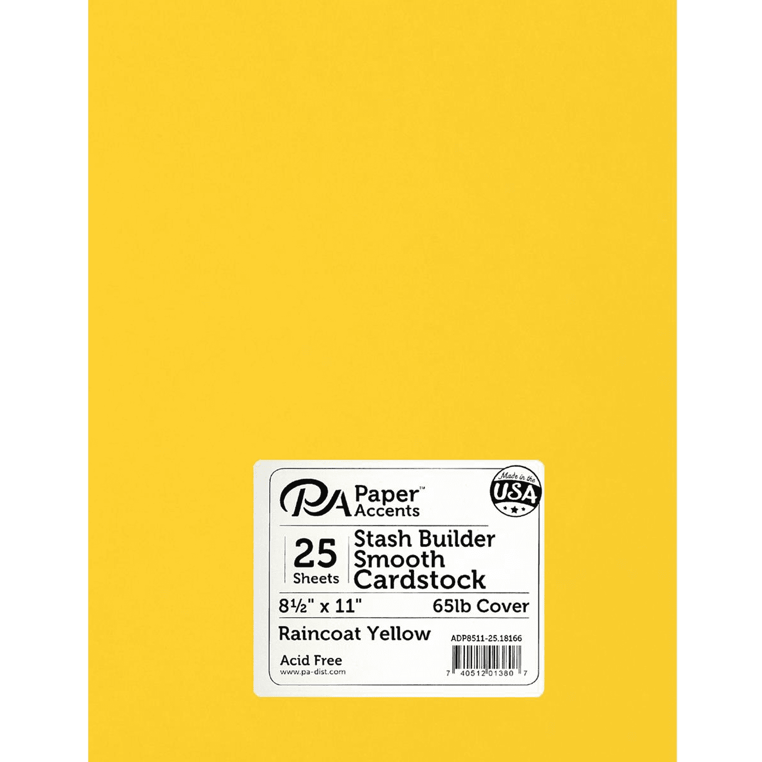 PA Paper Accents Stash Builder Cardstock 8.5" x 11" Raincoat Yellow, 65lb colored cardstock