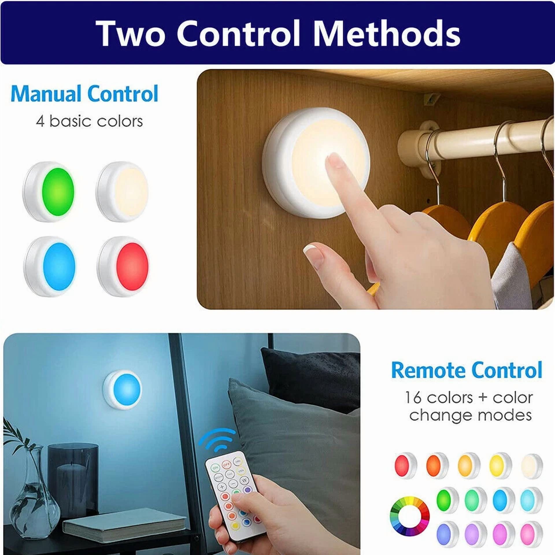 KNACK - 3Pc Wireless Led Puck Light Cabinet Lighting Kit Kitchen Under Counter Light Us