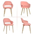 thumbnail image 6 of VECELO Set of 2 Modern Velvet Dining Chair with Thick Cushions, Upholstered Kitchen Chair with Gold Metal Legs, Pink, 6 of 14