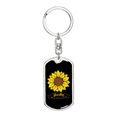 thumbnail image 1 of Best Mom Sunflower Stainless Steel or 18k Gold Premium Swivel Dog Tag Keychain, 1 of 8