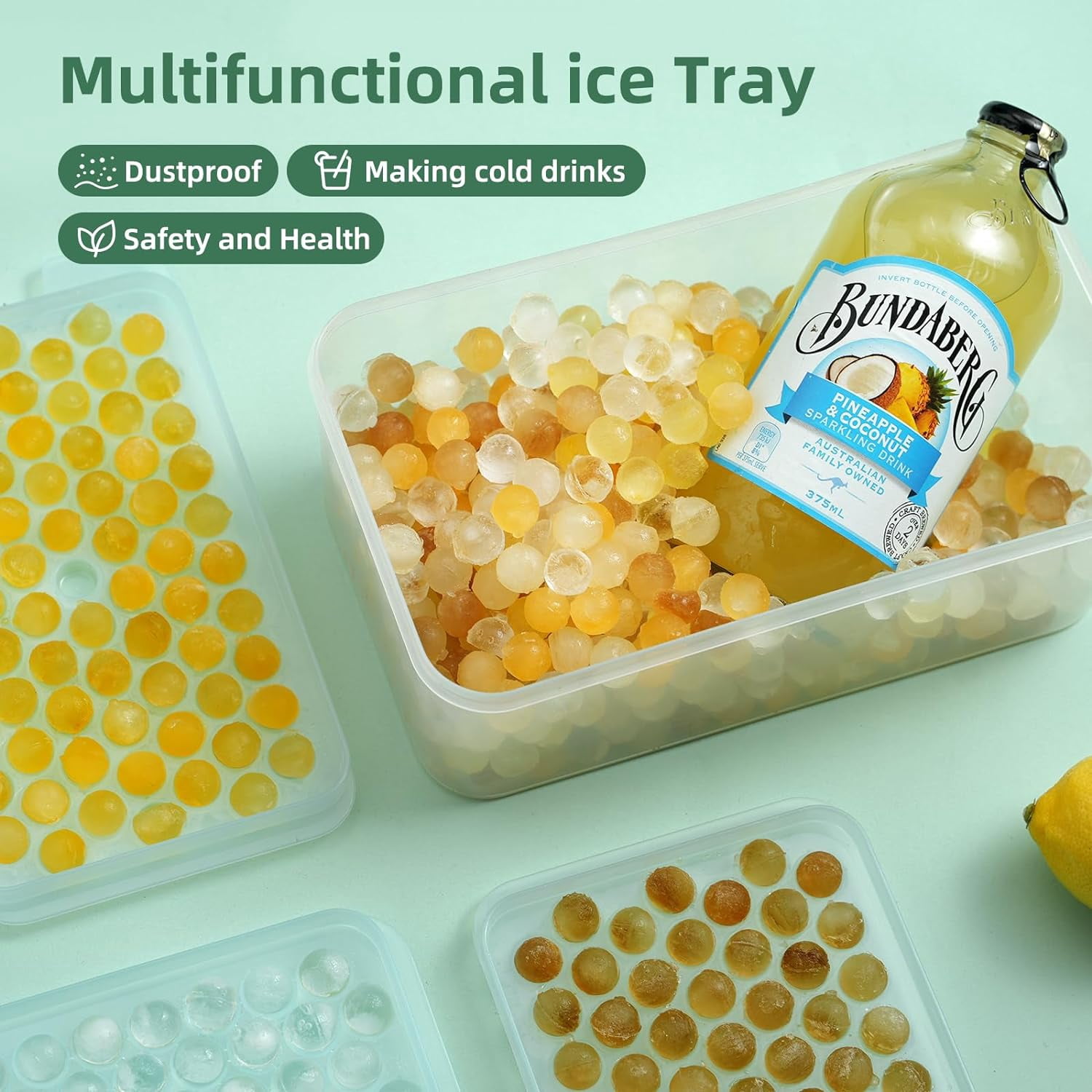 Ice Cube Trays for Freezer  Round Small Ice Cube Trays Easy Release,72 * 3 Pcs Mini Circular Ice Cube Trays with Lid , BPA Free