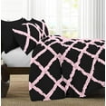 thumbnail image 2 of 1 Piece Luxury Two Tone Diamond Ruffle Pattern Comforter Super Soft All Season 800 Thread Count, 100% Egyptian Cotton, Oversized Super King Size Light Pink/Black Solid Color, 2 of 4