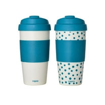 Copco 16-Ounce Double Wall Teal and Teal Dot, Set of 2