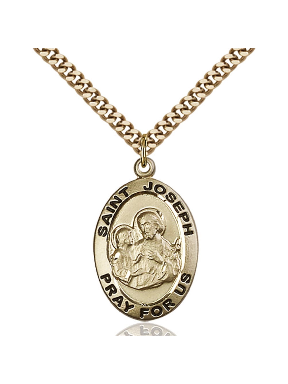 Gold Filled St. Joseph Pendant 1 x 5/8 inches with Heavy Curb Chain ...